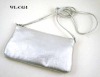 cute silver PU clutch