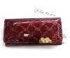 dark red leather wallet with shiny purse