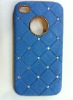 deluxe leather skin covers hard case with diamond for iphone4