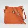 designer Orange leather shoulder bag.cross body bag long strap