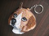 dog beaded coin purse with key ring
