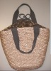 drawstring closure wheat straw handbag