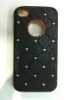 duxury bling leather skin cover hard case with rhinestone for iphone4