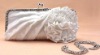 elegant bold flower embellished ruffle satin evening bag