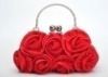 elegant roses cluster ruffle satin evening bag