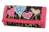 exclusive high-quality fabric Animal heart wallet / beige