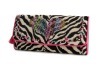 exclusive high-quality fabric Punkish zebra wallet / beige  ( ladies )