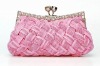 exquisite crystal pleated satin braid evening bag