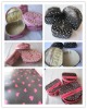 fabric hearts shape cosmetic bag with many small hearts shape dot
