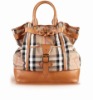 fancy capable bundle lock plaid PU leather handbag