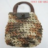 fashion corn husk bag with wood handle