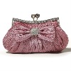 fashion design lady bowknot satin clutch evening bag 040