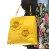 fashion flowers yellow big pu lady bag