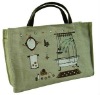 fashion handle cosmetic canvas bag