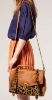 fashion leather bag with leopard print trim