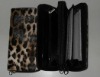 fashion leopard double zipper around lady purse