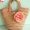 fashion pink paper straw summer bag