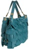 fashion ruffled ladies handbag with stitch and chain detailing