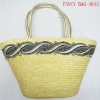 fashion straw bag with PU handle