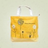 fashion style yellow cotton shopping bag but white cotton handle for lady's shopping