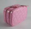 fashion two compartment cosmetic bag leather