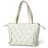 fashion white basket weave PU large tote ladies handbag
