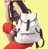 fashion white women canvas  backpack with PU