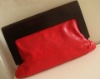 fashion woven PU clutch bags evening bag wooden handle