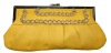 fashion yellow clutch bag with metal chain