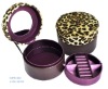 fashionable leopard pattern round cosmetic box jewelry holding