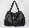 fashionable women black leather tote handbags