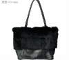 fine rabbit hair leather handbag/shoulder bag for women