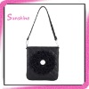 floral design with shining diamond pu with genuine leather shoulder bag for ladies