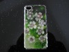 flower leather case for iphone 4G/4S diamond case for iphone4