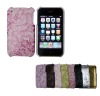flowers design leather back case for iphone 3gs