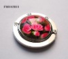 foldable bag hanger with red flower zinc alloy metal+glass stone+sticker