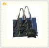 folding polyester shopping bag with small pocket