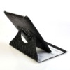 for Apple iPad 2 Black Embossed Flower Folio leather Cover