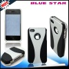 for Apple iPhone 4S Phone Cover Black & White Rubberized three Shield