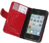 for iPhone 4G Flip Crocodile veins leather case
