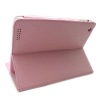 for ipad2 accessories/genuine leather slim Pink smart cover in 3 degreeOEM/ODM