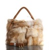 fox fur dual-use bags handbags fashion with leather trim