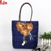 girl's fashion blue straw bag