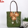 girl's fashion green straw bag