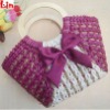 girl's fashion purple straw tote bag