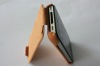 good quality camel color genuine leather pack cover for iphone 4