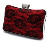 graceful lace texture satin evening bag