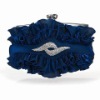 graceful ruffle chiffon crystal badge bundle satin evening bag