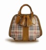 graceful tassel plaid PU leather handbag