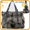 gray fox fur handbag